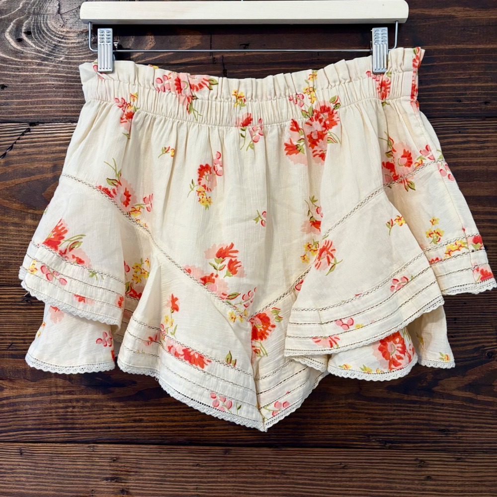 Aerie Rock N Ruffle Floral Skort Women's M Cream Orange Boho Lace Cottagecore - Picture 5 of 10